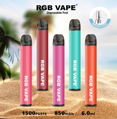 دستگاه های ویپ یکبار مصرف RGBvape SS304 Ecig 1500 puff with Mesh Coil