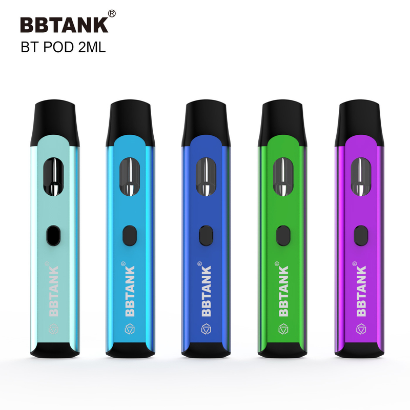BBtank Vape Pod یکبار مصرف 2.0 میلی لیتری با دکمه برای Cannabis Thick Oil Delta 8 HHC